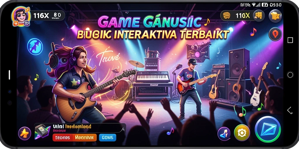 Screenshot 116X menampilkan gameplay musik yang seru dan interaktif.