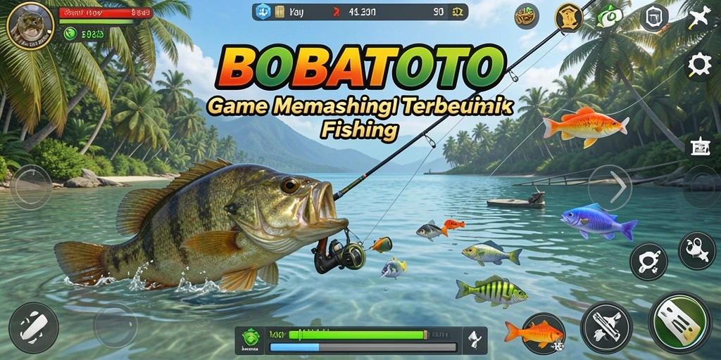 Tampilan gameplay BOBATOTO dengan aksi memancing yang mendebarkan.