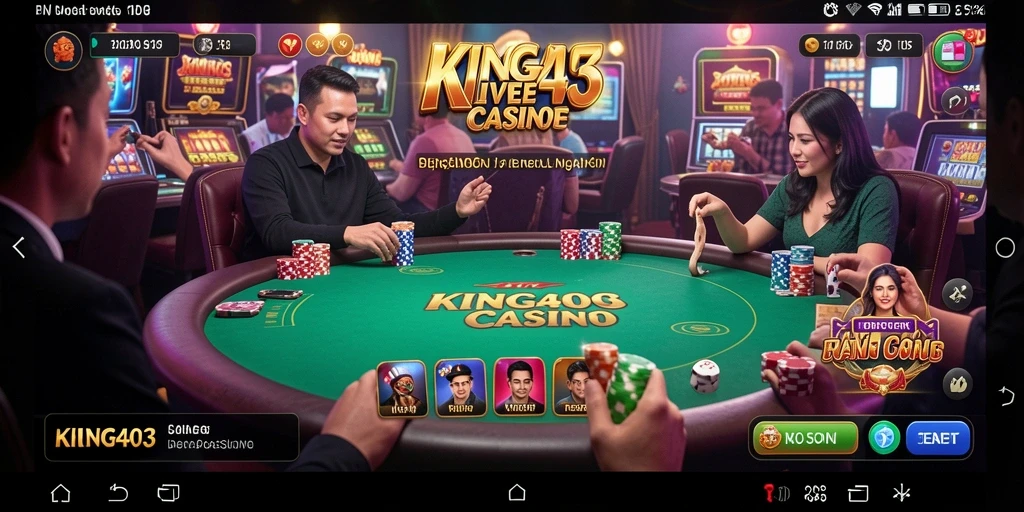 Screenshot permainan Live Casino yang menampilkan dealer dan tabel permainan.