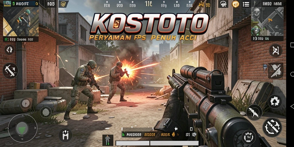 Tampilan aksi intens dalam gameplay KOSTOTO yang menarik.